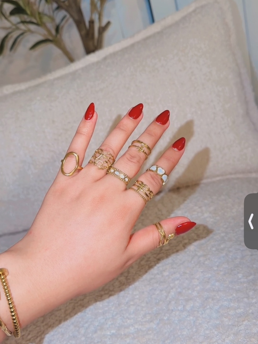 Accessorize Gold Stackable Ring Set with Red Accent